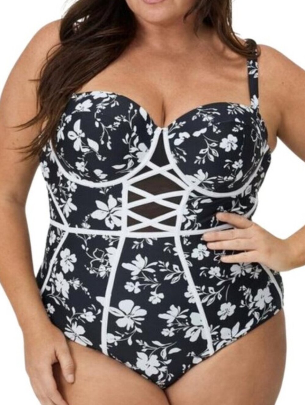 Torrid Slim Fix Underwire One Piece Swimsuit Size 3XL D/DD NWT
